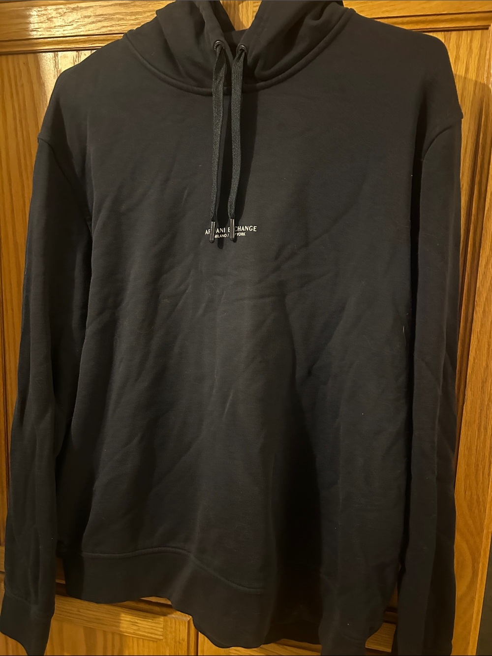 Armani Exchange Black Pullover Hoodie with Subtle Logo